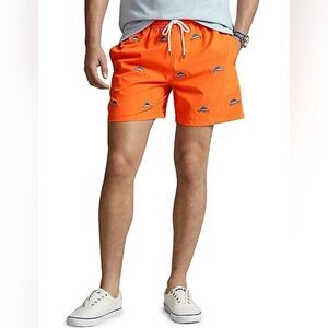 Polo Ralph Lauren Traveler Classic Swim Trunk Orange Sailfish Size X-Large NEW